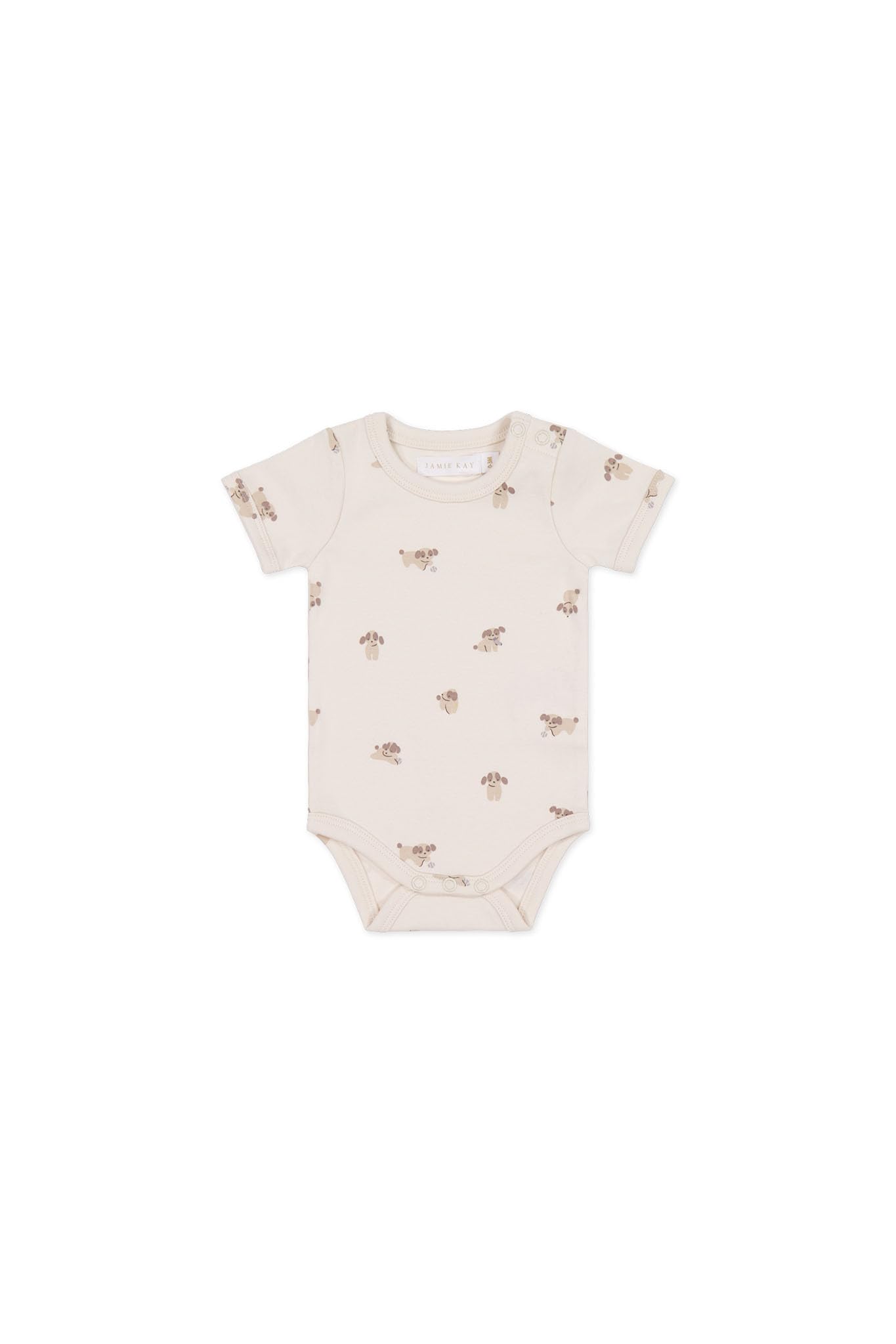 

Organic Cotton Short Sleeve Bodysuit Sasha Puppy Tofu JBCO251241 Baby IVR 70 [Jamie Kay]