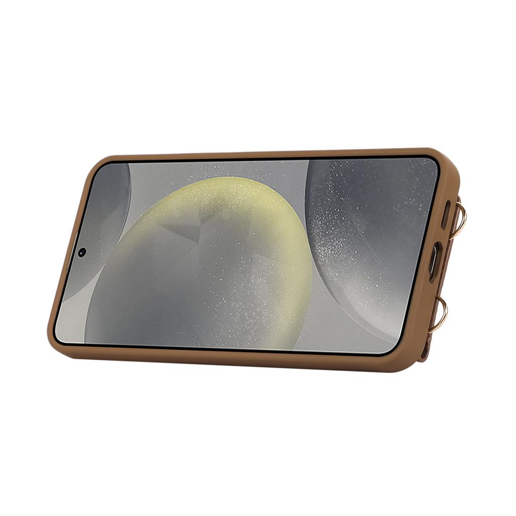 Wristband Ring Holder Magnetic Cards Solt Leather Wallet Case For Samsung S25 Ultra S24 Plus S23 S22 long Lanyard kickstandCover