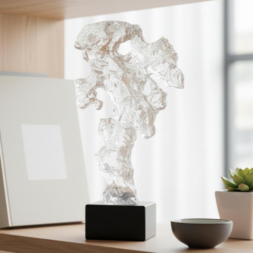 Abstract Sculpture with Base Modern Chinese Resin Rock-Like Statue