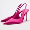 Pantofi de damă cu toc înalt roz de lux pentru petrecere bal bal elegant Sandale cu baretă pe călcâi din mătase cu decolteu adânc Pantofi cu toc pentru mireasă încălțăminte de primăvară