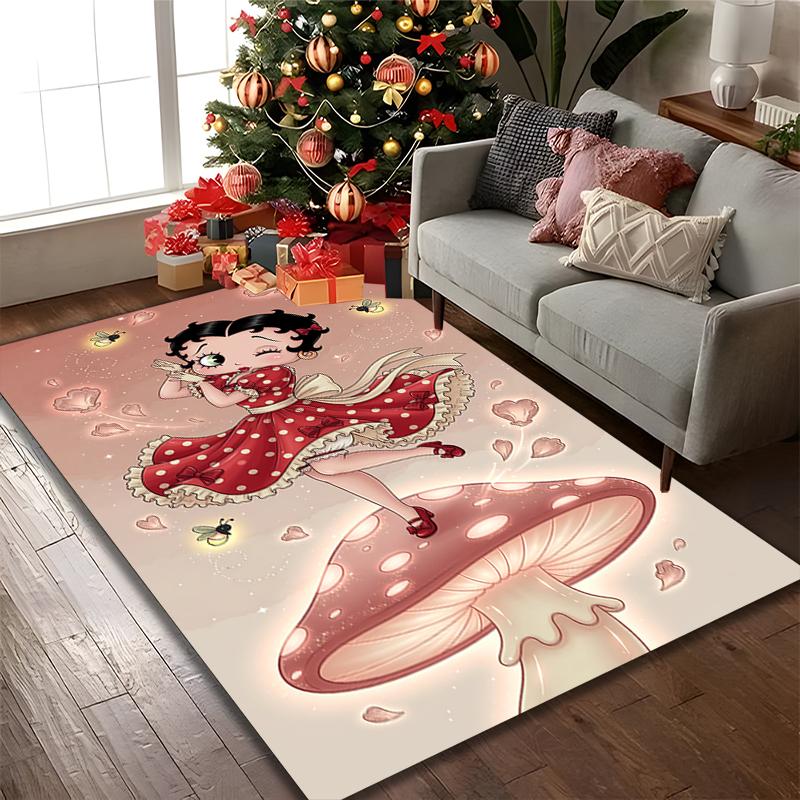 1pc Office Printed Area Carpet, Betty Boop Rug, Home Sofa Chair Mat For Christmas and Halloween Décor