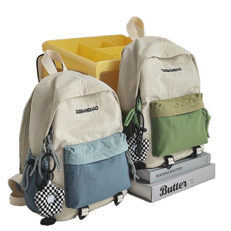 Schoolbag Japanese Contrasting Colors Ins Niche Schoolbag Girl Junior High School College Student Backpack Light Commuter Travel Backpack