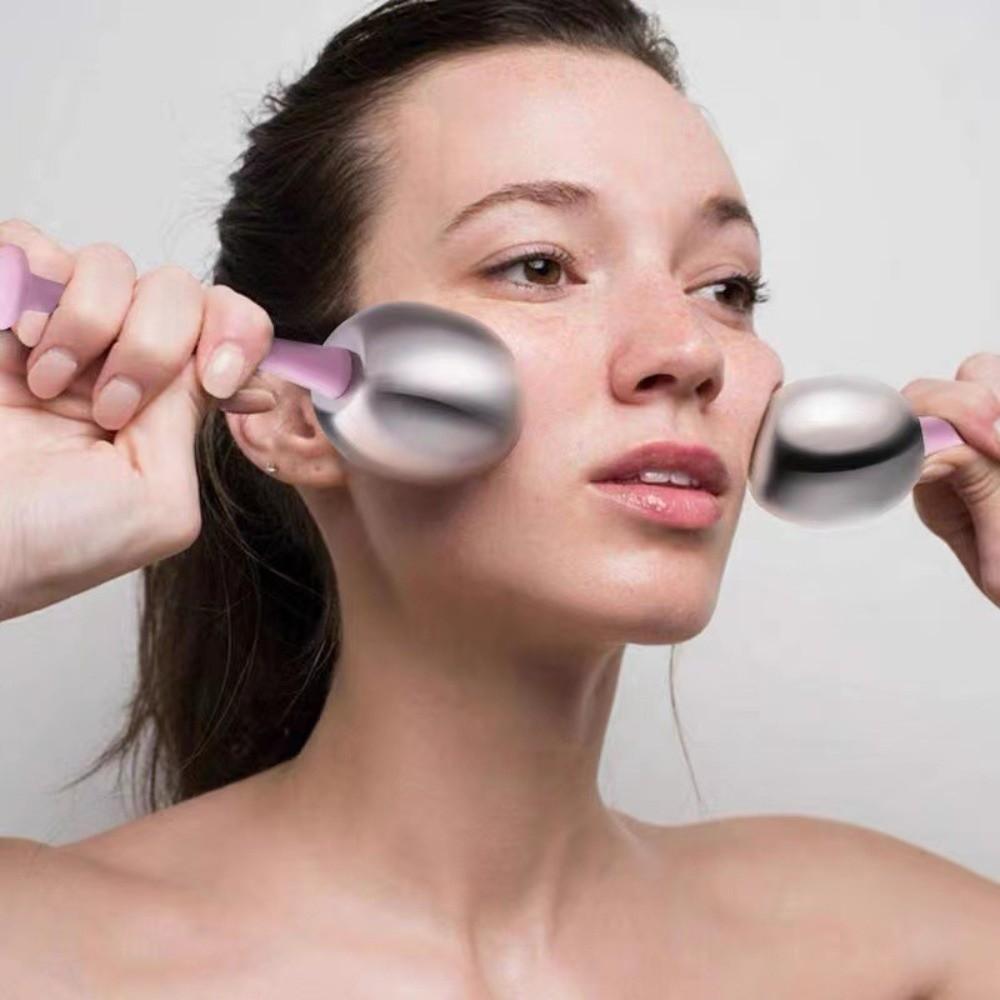 2pcs/set Narrow Pores Stainless Steel Eye Massage Sunlight Repair Face Cryo Ice Globes  Cooling SPA