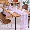 French Vintage Embroidered Floral Table Runner Romantic Fresh Color Lace Table Flag Semi-Transparent Wrinkled Table Runner