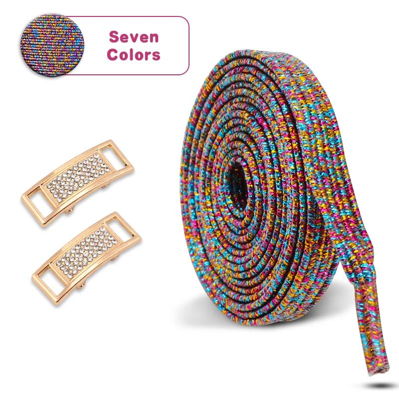 New Diamond Lock Shoelaces Without Ties Glitter Elastic Laces Sneakers Tennis No Tie Shoe Laces Flat Shoelace Shoes Accessories