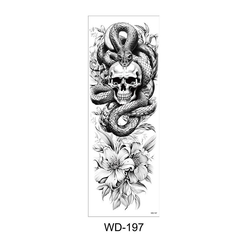 Long Flower Full Arm Waterproof Temporary Tattoo Stickers