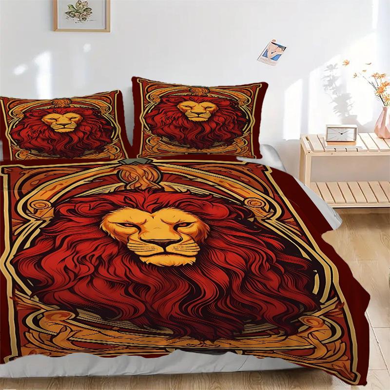 

3pcs Lion Art Bedding Set. Soft and Comfortable with No Core Included (1x Duvet Cover + 2x Pillow Covers) yy251009206 135x200cm