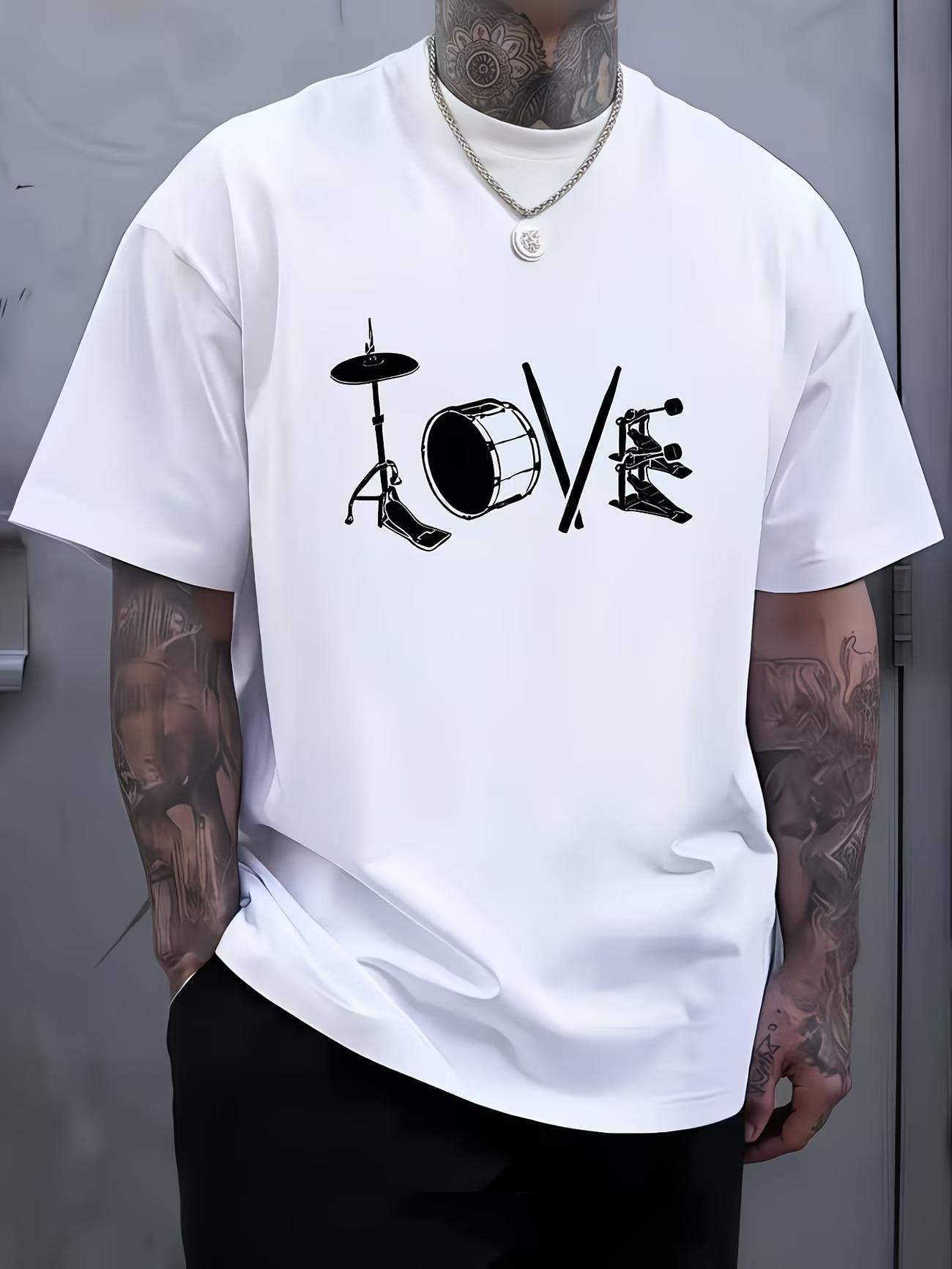 

LOVE Hi-hat Bass Drum Drumsticks Kick Pedal Graphic Men s T Shirt Cotton Tee Women Summer Oversize Loose Novelty Harajuku O-Neck 5XL