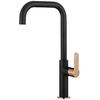 Sink Mixer - EDOUARD ROUSSEAU - Laobane - Base Ø 50 Mm - Swivel Spout - Black / Rose Gold