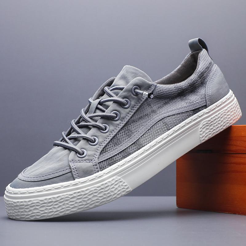 

Модная мужская повседневная обувь Новая горячая распродажа Нескользящая шнуровка Сетчатый холщовый модный кроссовок Удобные балетки Мужская стильная обувь SS25602 44 серый