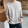 Autumn Men's  New Spliced Pullover O-Neck Letter Fashion Solid Color Loose Versatile Minimalist Casual Long Sleeved Tops