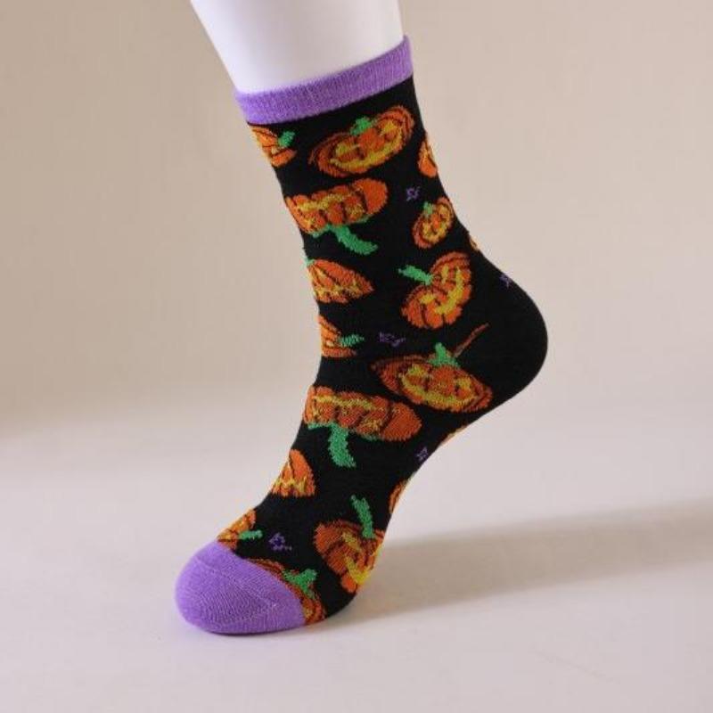 Men Spring and Autumn Breathable Halloween Atmosphere Feeling Skull Little Devil Long Socks