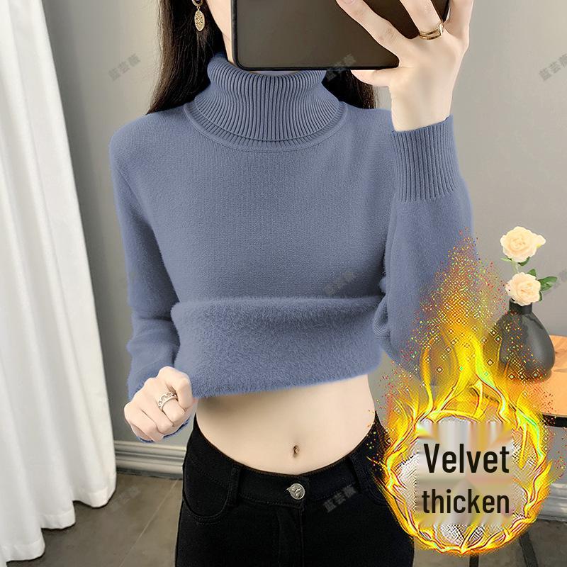 2025 Autumn/Winter Women's Plus Size Knit Fleece Sweater - Slimming, Cozy Inner Layer, Warm and Stylish.