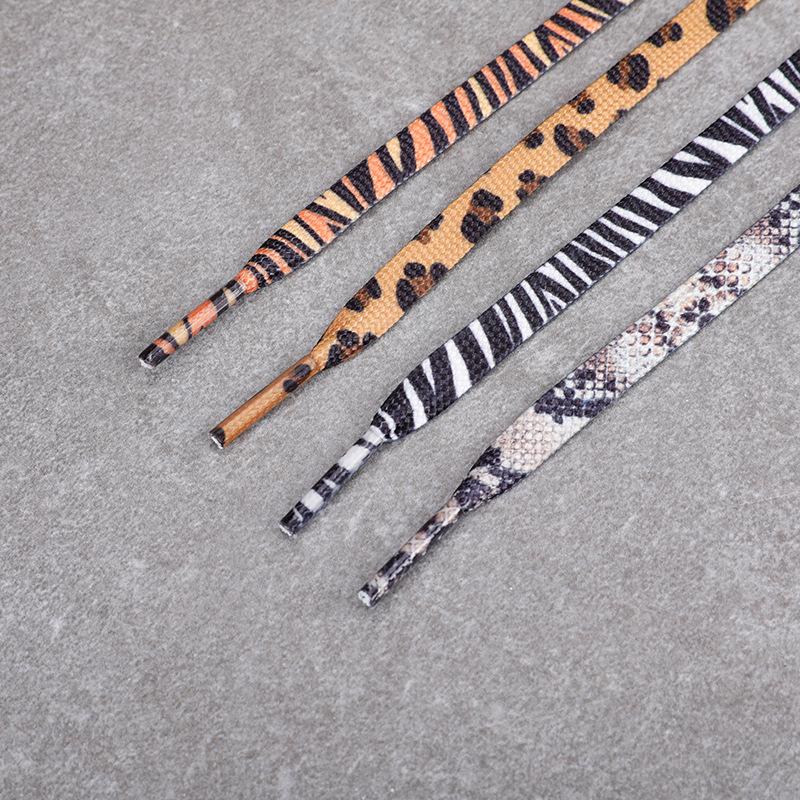 Klasické zvířecí vzor tkaničky s potiskem kreativní unisex tenisky plátěná krajka do bot Plochá leopardí zebra tygr had tkaničky do bot