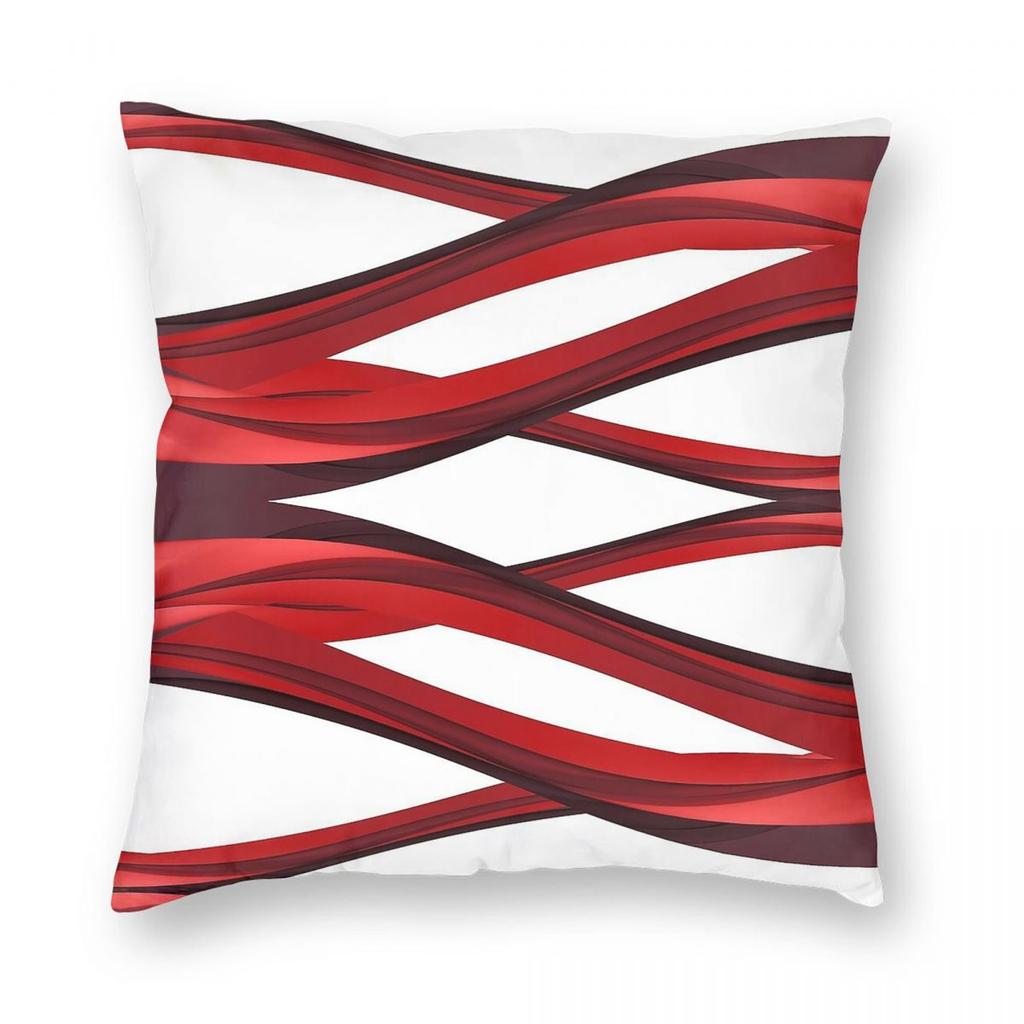 Red Burgundy Spiral Square Pillowcase Polyester Linen Velvet Printed Zip Decor Bed Cushion Cover