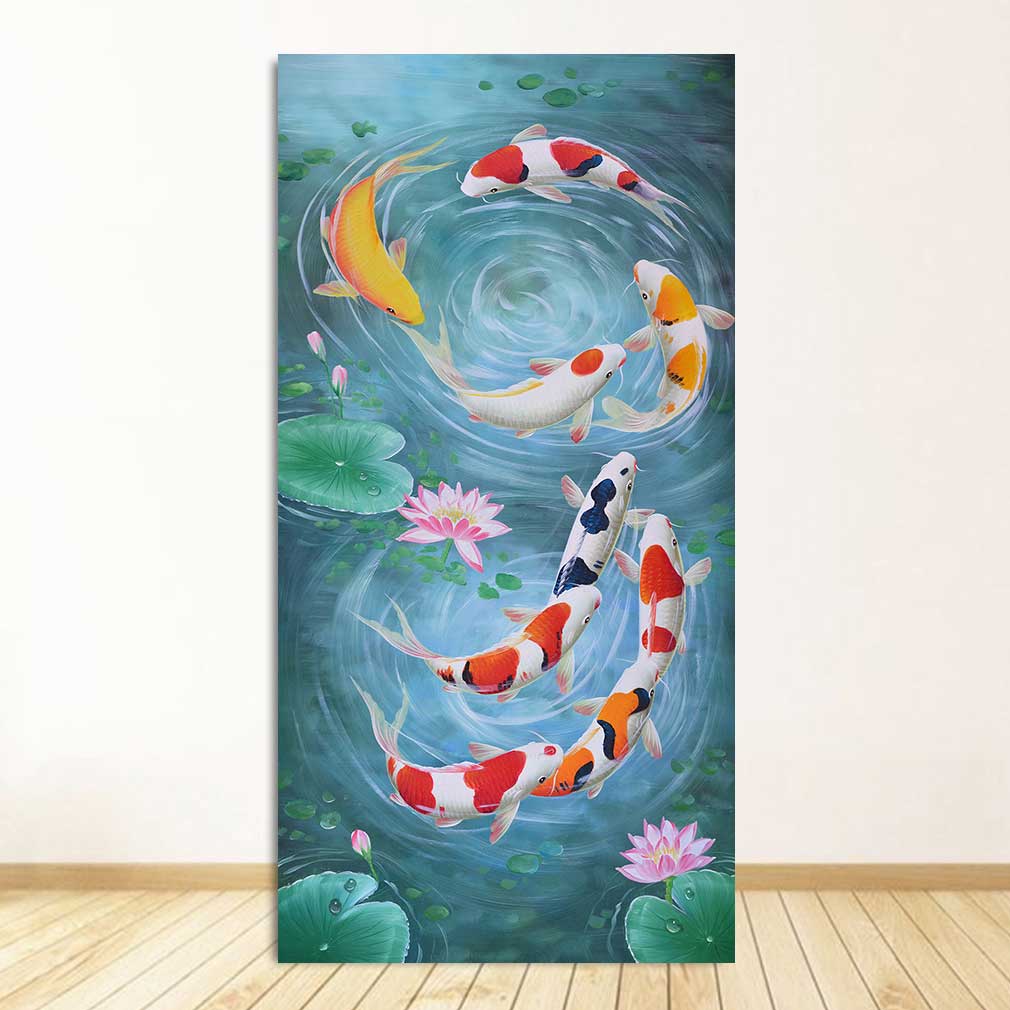 Pond Canvas Painting Modern Posters and Prints Wall Art Picture for Living Room Home Decor Cuadros Koi Fish Feng Shui Carp Lotus