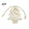 Reusable Fabric Gift Wraps Christmas Tree Shaped Bag, Drawstring Treat Goody Bags with Pompoms Durable Polyester Sacks Bells, Winter Present Wrapping