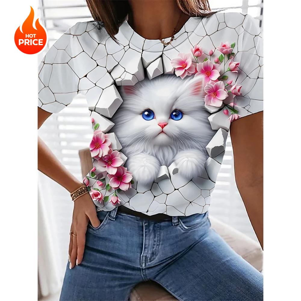 3d printed T-shirt women's graphic casual short-sleeved blouse girl O-neck Y2K T-shirt beautiful woman's clothes