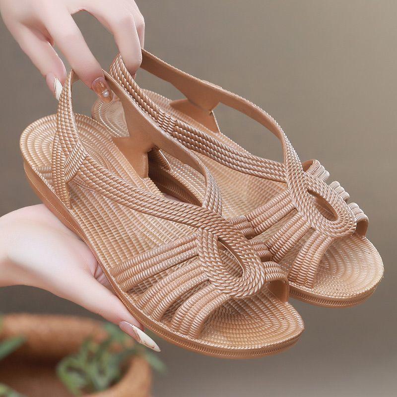 Sandals for Women, Summer New Style Fashionable Flat Heel Non Slip Wear-resistant Cool Slippers for Outdoor Wear