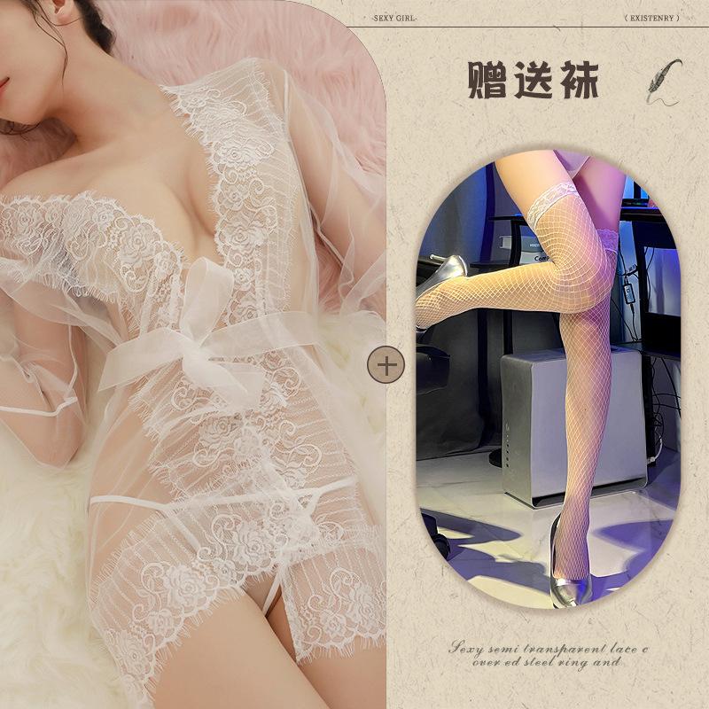 New sex underwear sexy lace skirt perspective open file hot jacket three-point underwear set
