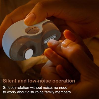 Electric Nail Clipper Polisher with LED Light 2-Speed Rechargeable 2-In-1 Automatic Fingernail File