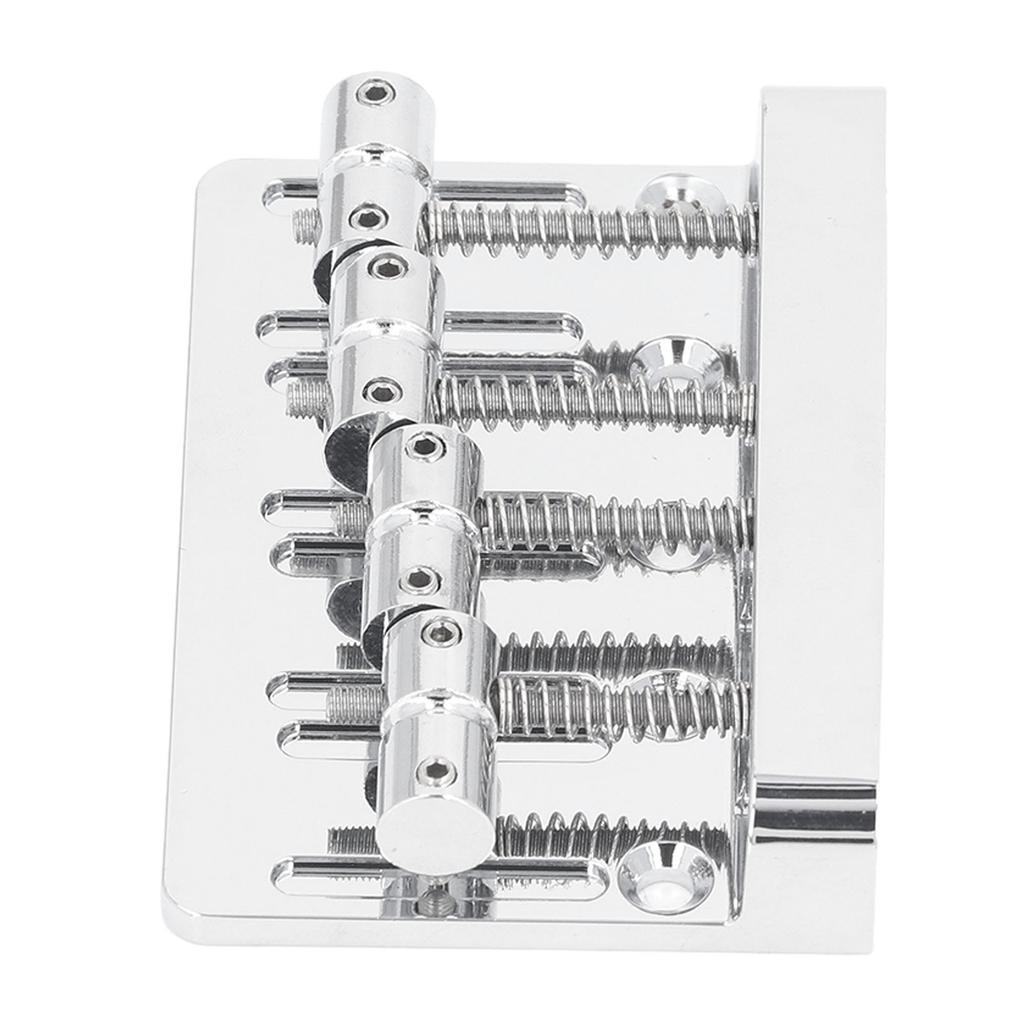 Electric Bass Bridge Tailpiece 4 String Fixed Saddle with Thickened Base Plate Hex Wrench Silver