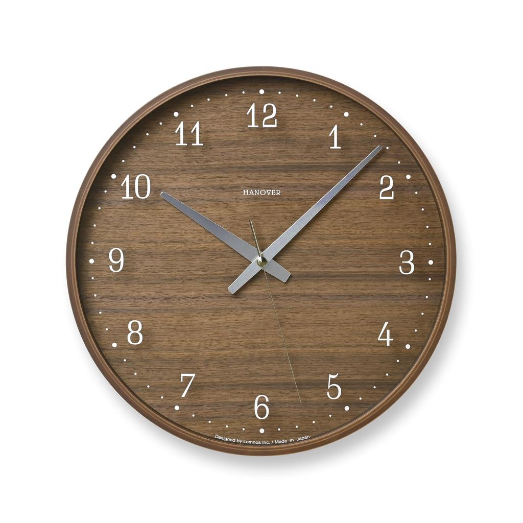 Lemnos Radio-Controlled Analog Clock with Natural Wood Fabric, Brownie Brown PC25-12W BW