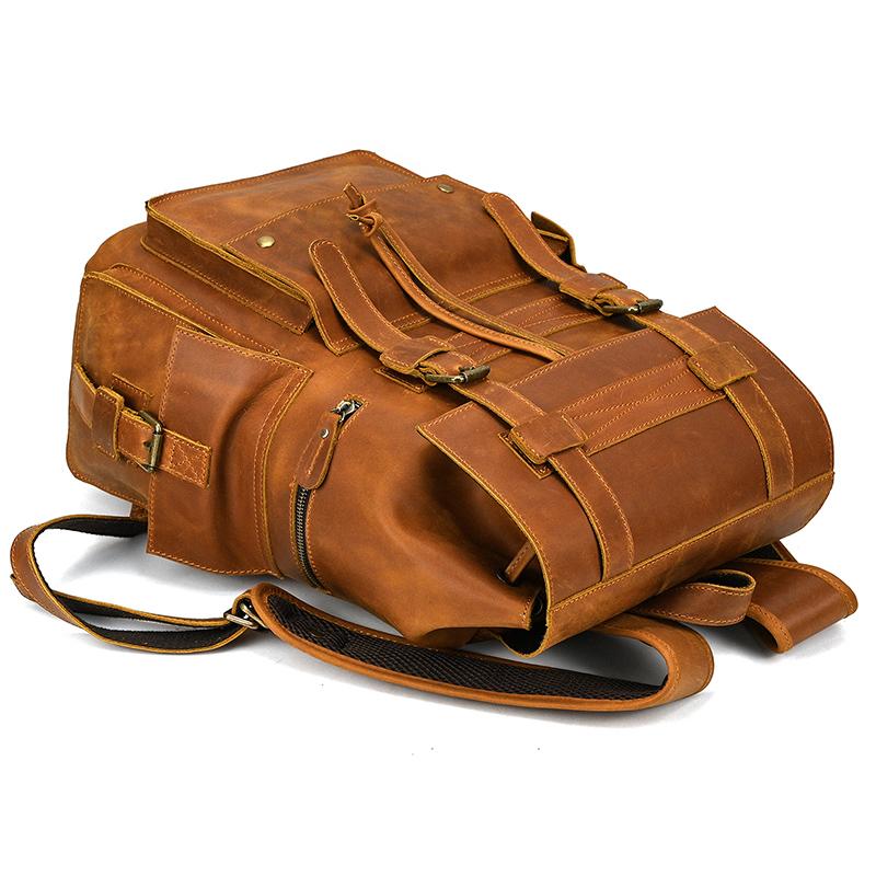 Nowości skórzany plecak luksusowy mężczyzna prawdziwa Cowskin torba podróżna mężczyźni męski plecak vintage 17 Cal Laptop tornister plecak męski!