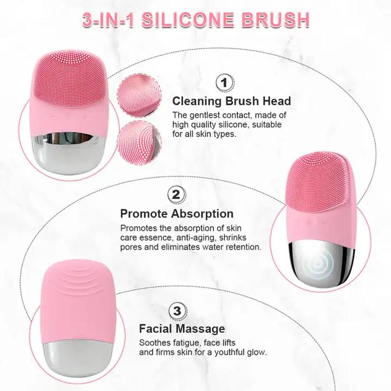 Portable Rechargeable Electric Clean the Face Silicone Face Cleansing Scrubber Facial Cleaning Brush