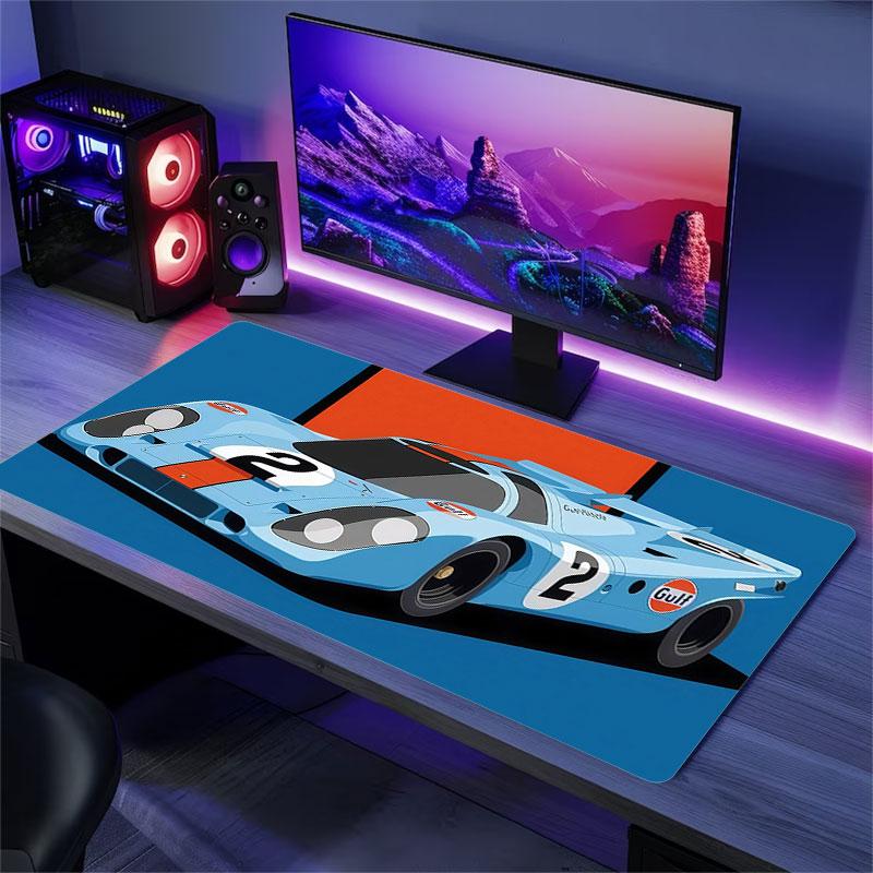 Gulf Racing Art Mouse Pad, Large Gaming Desk Mat, Non-slip XXL Mousepad for Laptop & Tablet, Mini PC Playmat with Stitched Edges