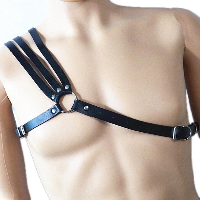 Men'S Faux Leather Lingerie Harness Bondage Erotic Rivet Chest Belts Adjustable