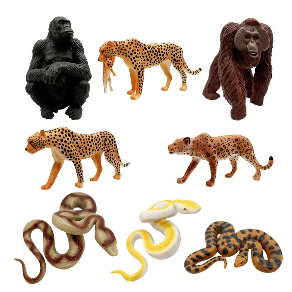 Cheetah Gorilla Leopard Python Jungle Animal Action Figuresmodel For Kids Gift
