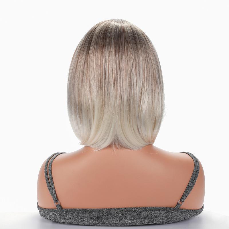 Ladies Short Straight Bob Synthetic Wigs for Women Middle Part White Brown Blonde Wig Cosplay Party Daily Heat Resistant Fiber Hair