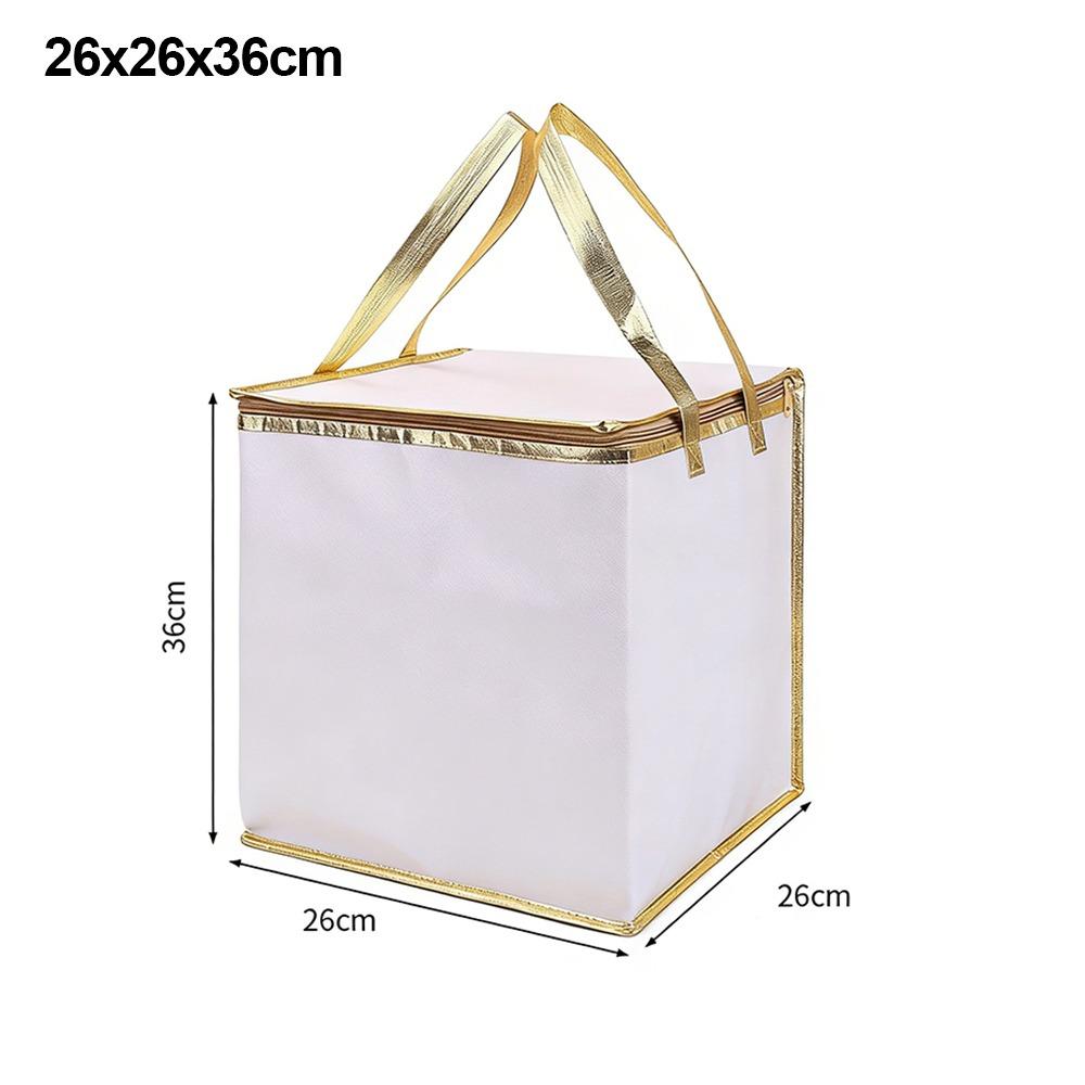 Reusable Aluminum Foil Tote Bag Zipper White Insulated Thermal Cooler Bag Refrigerated Bag Picnic Cake Fruit Drink Refrigeration