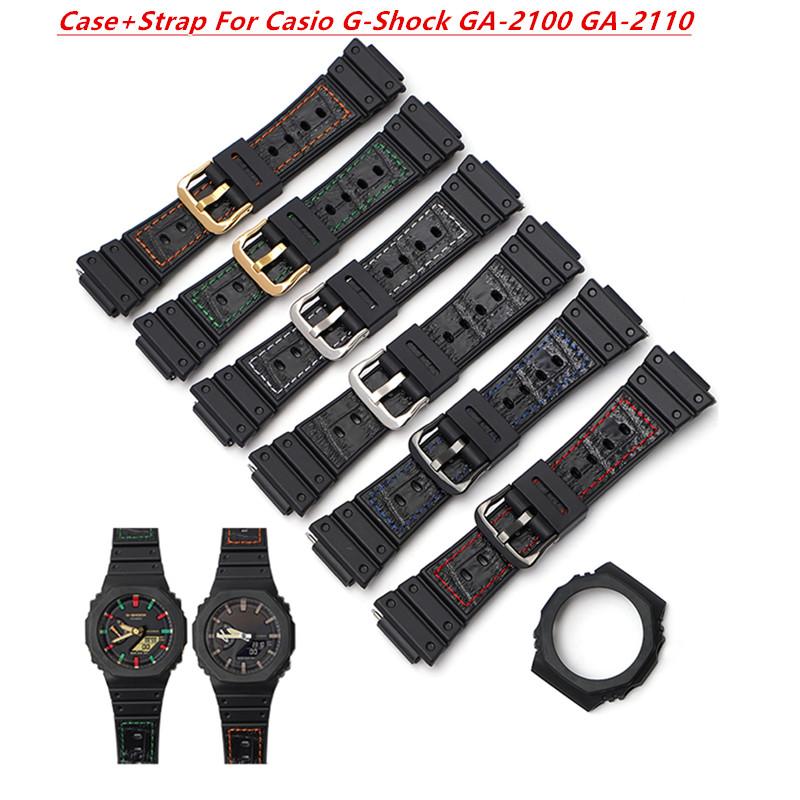 Modified Kit for Casio G-Shock GA-2100 GA-2110 Replacement Men TPU Rubber Quick Release Watch Band Strap Case Bezel Accessories
