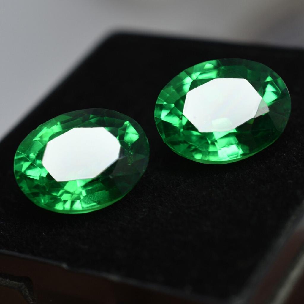 18.10 Ct Natural Tsavorite GARNET Green Oval Shape Loose Gemstone Pair