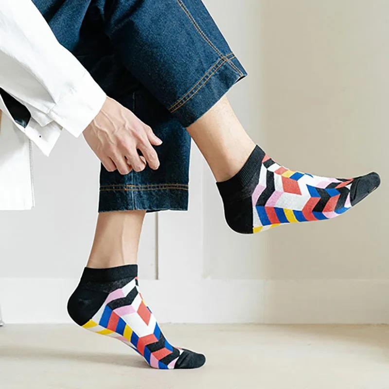 Herrensocken Bootssocken Freizeit Präzisionsbaumwolle Gitter Astronaut Rautenmuster, Skateboard, lustig, Bootssocken