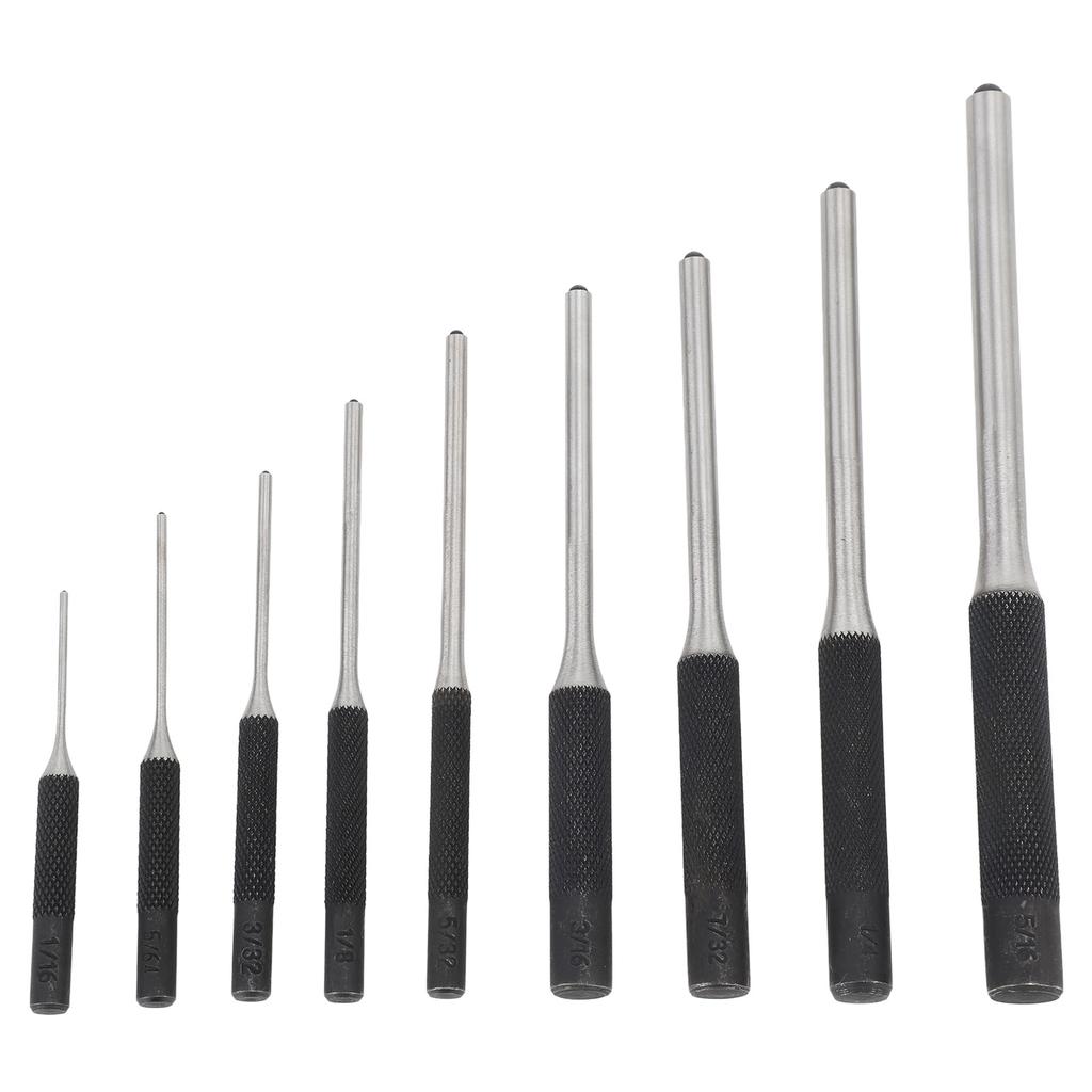 9pcs Roll Pin Punch Set Hardened Steel Removing Pin Punch Tool with Red Storage Pouch For Watch Repair Jewelry Craft