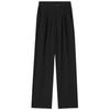Women's Black Wide-Leg High-Waist Drape Pants - Spring 2024 Fashion
