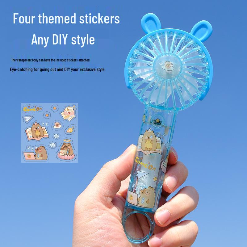 Cute Cartoon USB Rechargeable Silent Handheld Fan with Hook