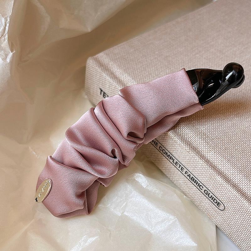 Satin Pleated Solid Color Banana Hair Clip for Versatile Ponytail Styles
