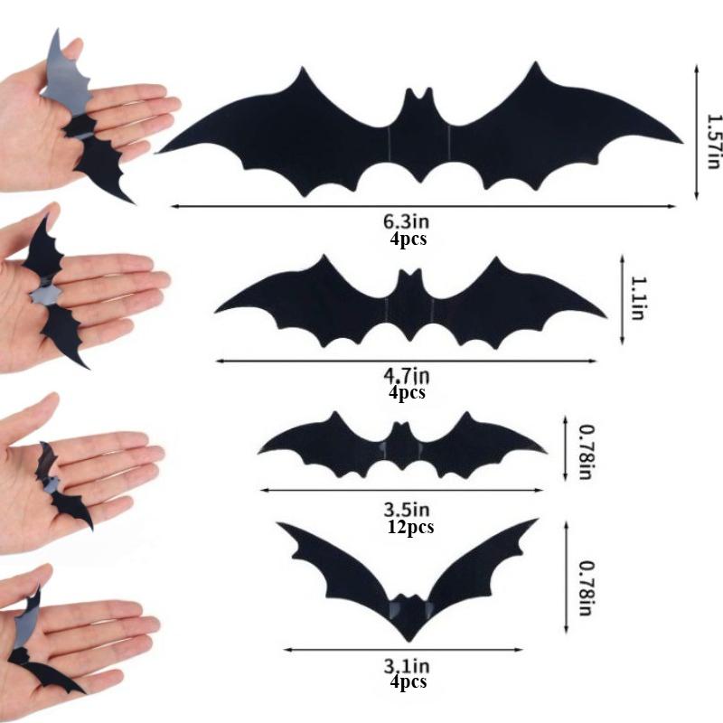 

12/24/60Pcs 3D Waterproof Black Bat Wall Stickers Halloween Party Decoration Home Yard Scary Props Kid Room DIY Wall Decals 2025
