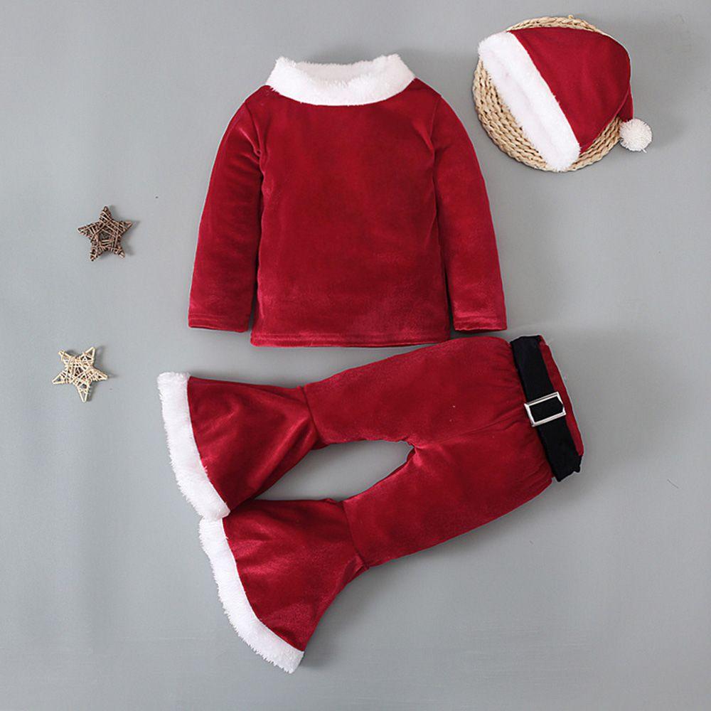 Santa Hat Belt Set Santa Claus Cosplay for Baby Girls Boys Christmas Costume Xmas Outfit Clothes