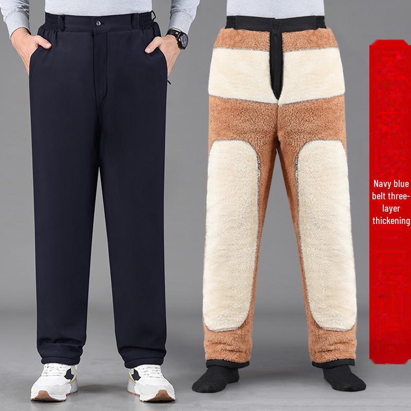 

Мужские зимние утолщенные повседневные брюки из хлопка для пап — для людей среднего и пожилого возраста, осень/зима, плюс бархат 6XL (200-230 jin)