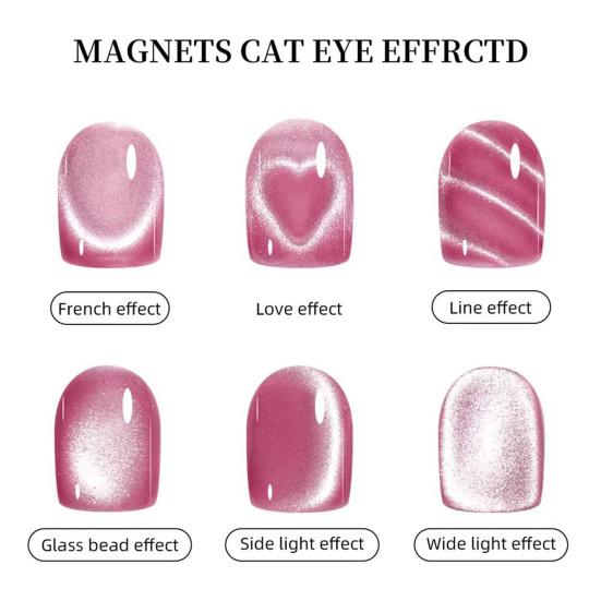 3-in-1 Cat Eyes Nail Magnet Heart Round Line Shape Nail