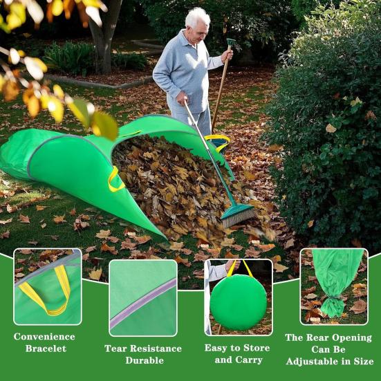 Leaf Collector Foldable Dustpan Portable Pop-Up Leaf Bag Leaf Pick Up Tool Reusable Garden Waste Bag for Yard Leaves Lawn Trash