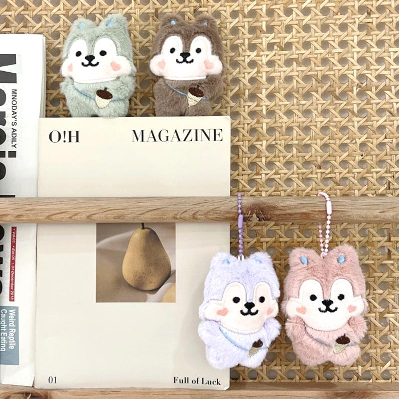 Cute Nut Squirrel Plush Toy Cartoon Stuffed Animal Doll Keychain Lovely Bag Pendant Backpack Key Holder Ornaments