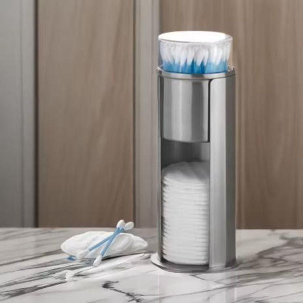 Scatola porta cotton fioc a doppio strato Porta cotton fioc rotondo Dispenser con cuscinetti resistenti Cotton fioc