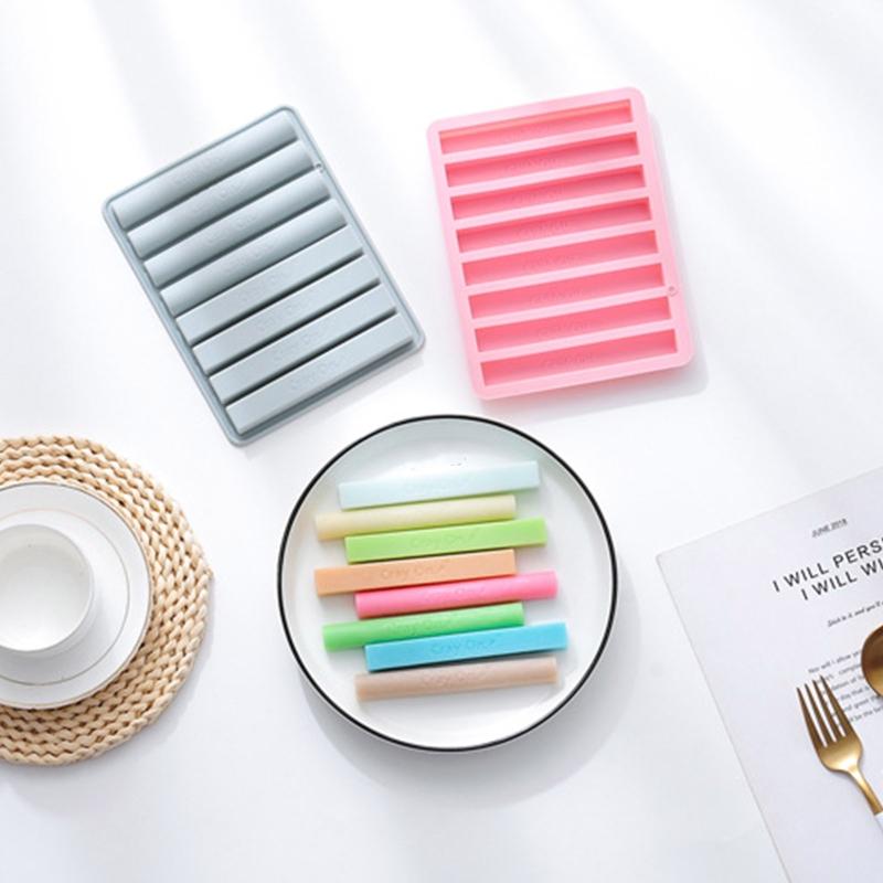 8-Cavity Silicone Crayon Molds Cake Mould DIY Baking Moulds 3D Stick Semi-cylindrical Shaped for Baking Chocolate Mousse