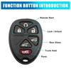 Black 6 Buttons Key Fob Remote Control Case Shell Replacement Key Chip OUC60270 for Cadillac Escalade 2007-2014 Chevrolet Suburban